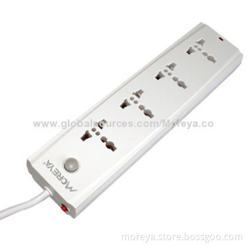 Power Strip of Universal Standard for AU, EU, UK,US Usage with 4 Socket, Surge/Overload Protection